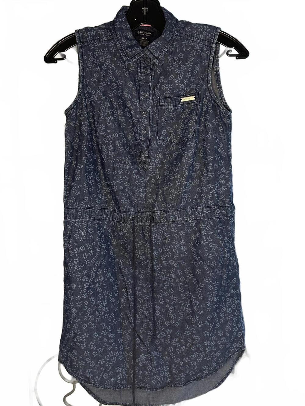 U.S. Polo Assn. Denim Floral Print Sleeveless Dress 100% Cotton - XS